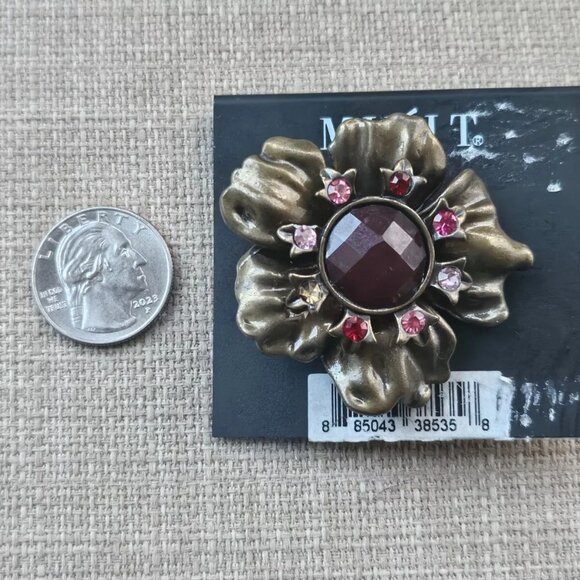 Mixit Women Ring Marroon Faux Stone Bronze Tone Fashion Jewelry Stretchable - Picture 11 of 12